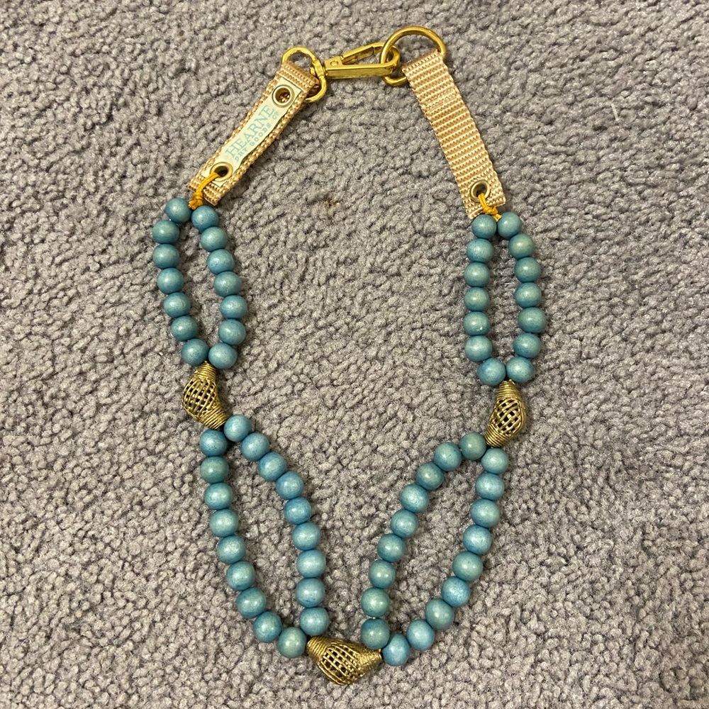 Hearne Dry Goods Co. blue and gold beaded necklace